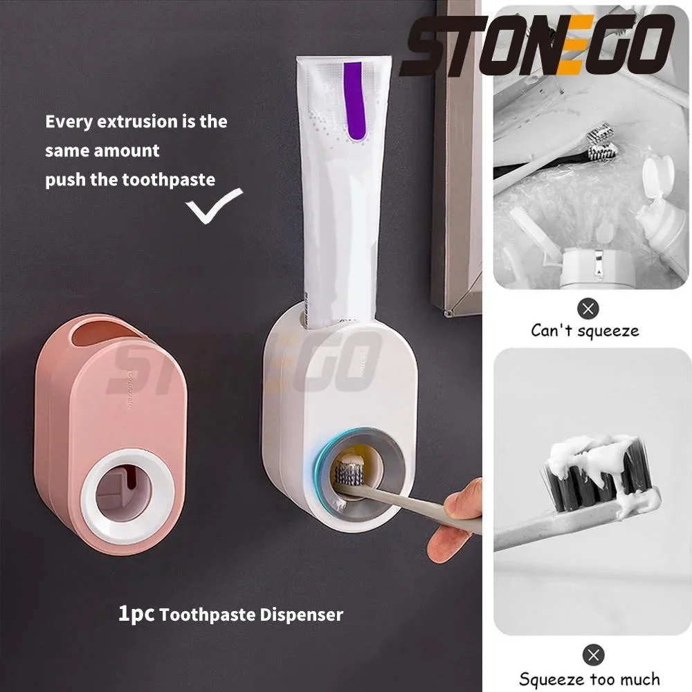 Home Bathroom Automatic Toothpaste Dispenser with Wall-mounted Hands-free Toothpaste Squeezer