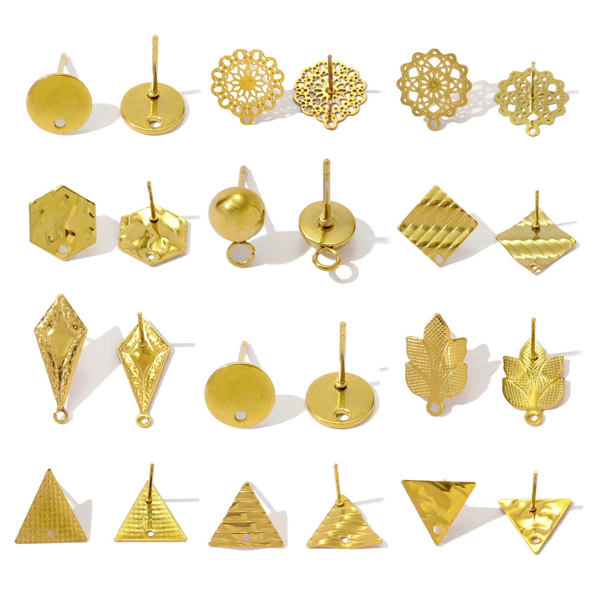 

5Pairs/Lot Fashion Stainless Steel Geometrical Stud Earrings Hollow Flower Earrings Earrings For Women Girls Gift Jewelry