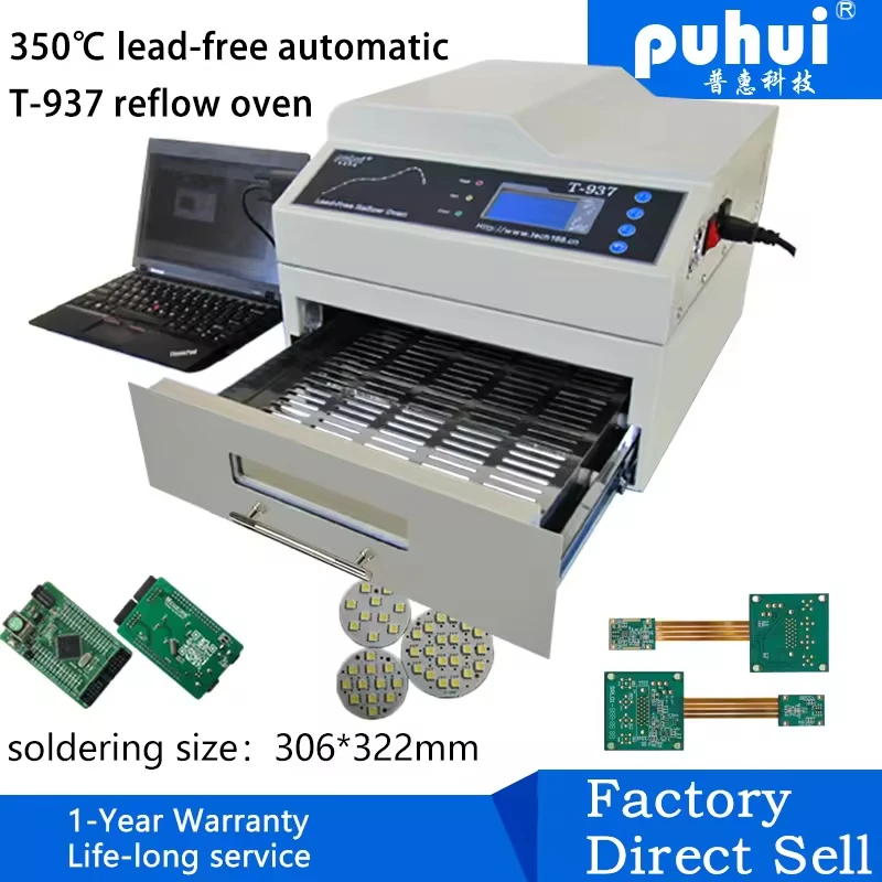 

PUHUI Authorized T-937 Desktop Leadfree Reflow Oven Infrared IC Heater T937 Reflow Solder Oven BGA SMD SMT Rework Station T 937