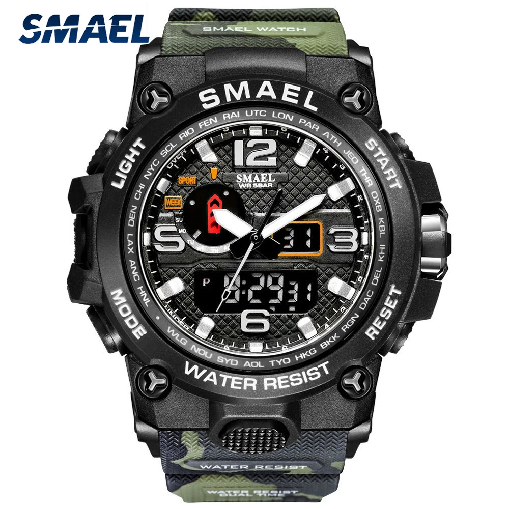 SMAEL-Reloj deportivo de cuarzo para hombre, cronógrafo analógico de estilo militar y a la moda, código 1545