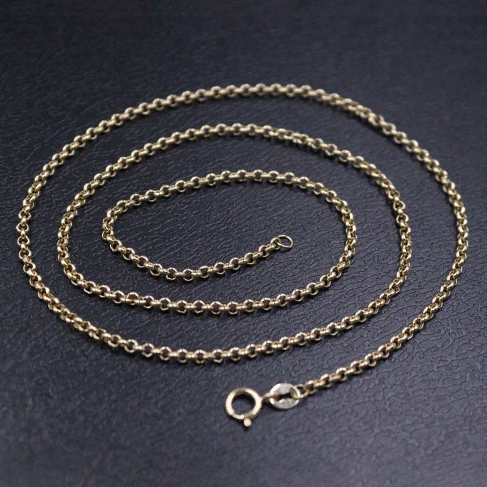 

Real Pure 18K Yellow Gold Chain Women Lucky 2mm Cable Rolo Link Necklace 2.88g /45cm