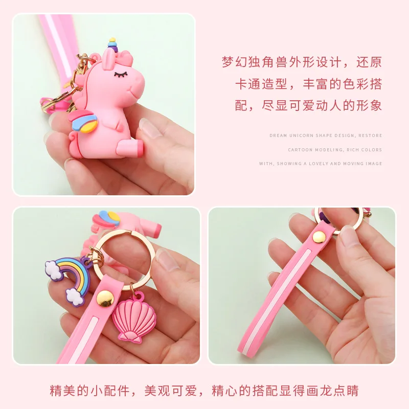 Minso Rainbow Dream Unicorn Brelok Cartoon 3D Figurka Samochodowy breloczek do kluczy