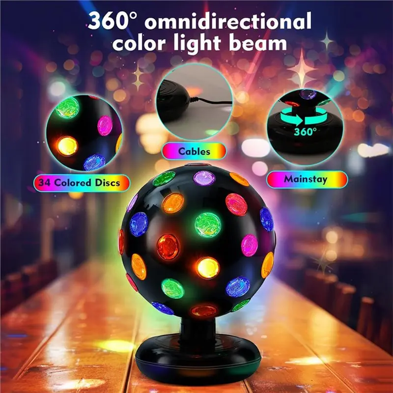 75STO-Multi-Colored LED Rotating Disco Ball Light-11" Spinning Light For Electric Dance Atmosphere