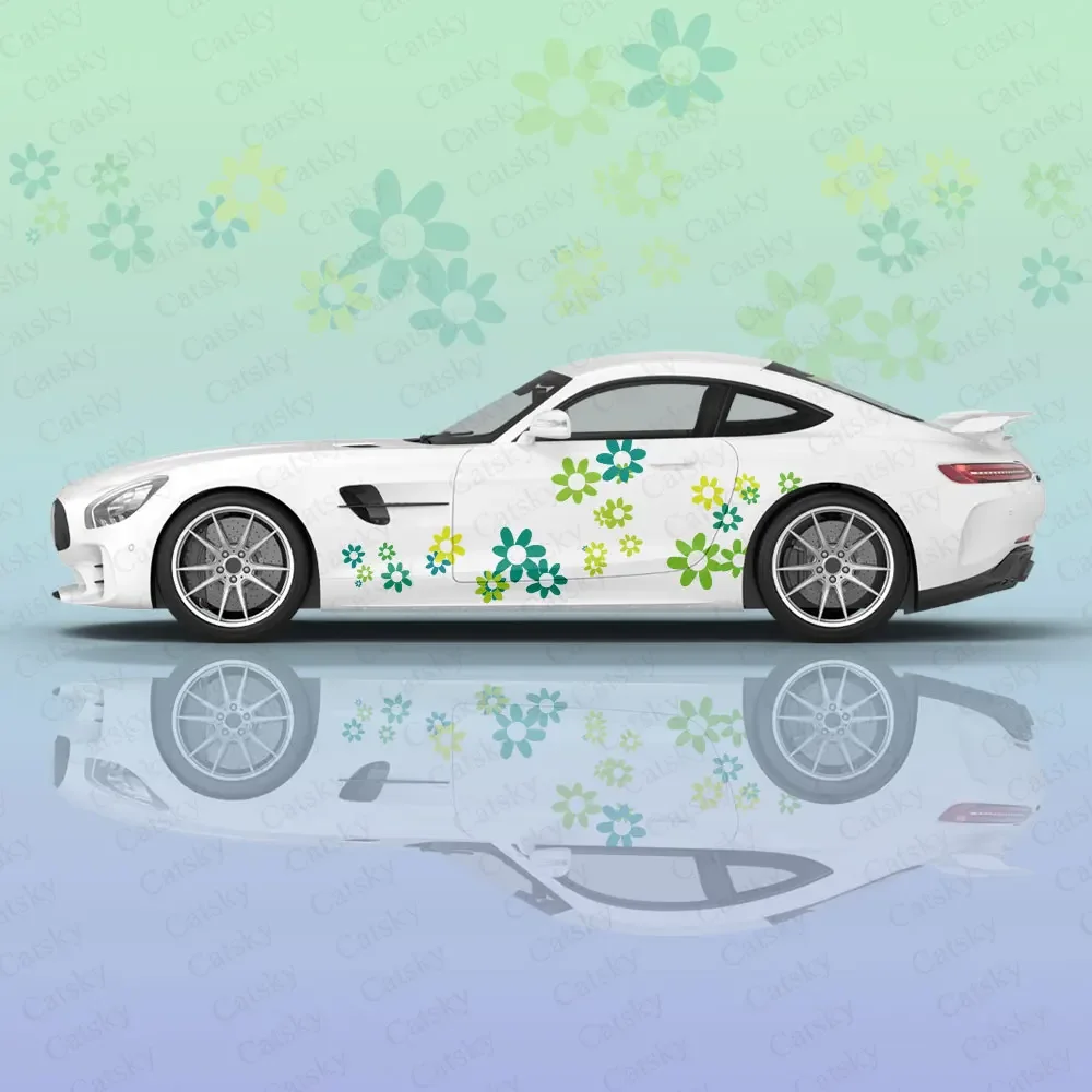 Colorful Floral Women Car Wrap Protect Sticker Car Decal Creative Sticker Car Body Appearance Modification Decorative Stickers