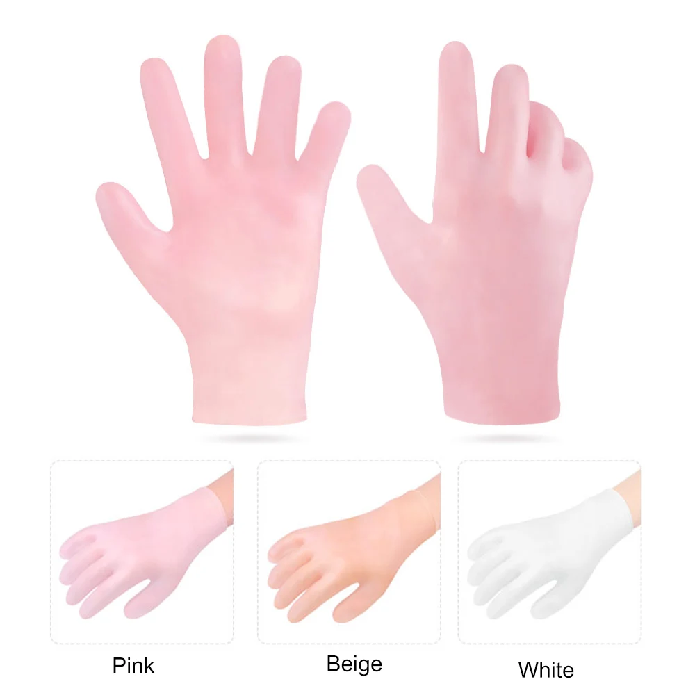 1Pair Soft Reusable Breathable Moisturizing Silicone Gloves Gel Cracked Hands Care Spa Waterproof Cleaning Work Rubbery Gloves