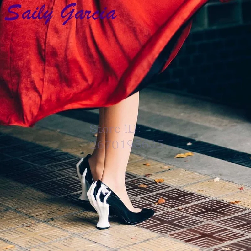 Novelty Scary Hand High Heels Pumps Pointed Toe Patent Leather Women Finger Back Heels 2026 Summer New Lady Shoes Gothic Style