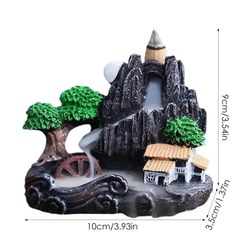 Waterfall Incense Burner Holder Mountains River Stick Holder Buddhism Aroma Backflow Incense Cones For Home Office House Decor