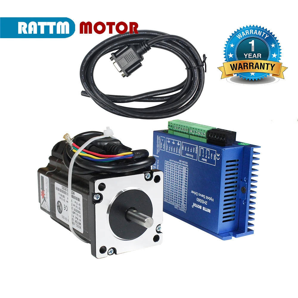 

3N.m Nema24 Closed-loop servo motor 2-phase L88mm 5A and 2HSS60 6A Hybrid Stepper Servo Drive CNC Controller Kit