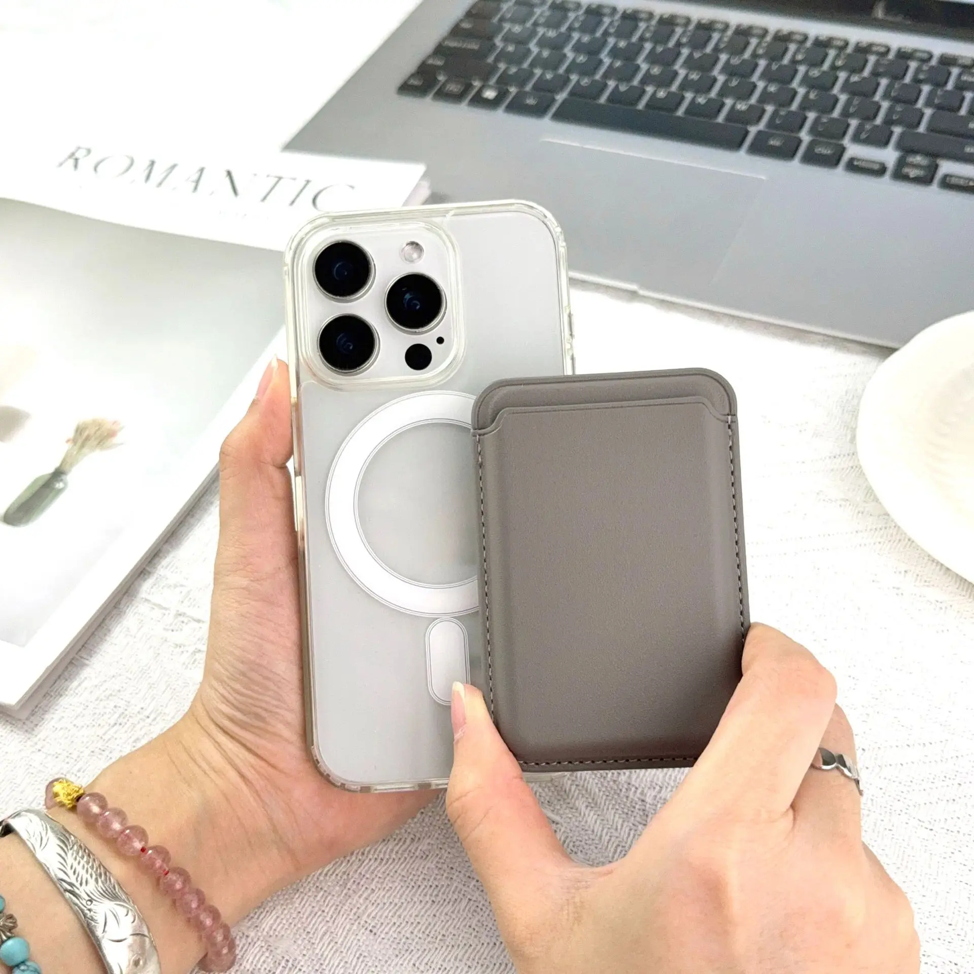 Kartenhalter-Brieftaschen-Lederhülle für Apple iPhone 13 14 15 16 17 18 Pro Max mit starkem Magnetverschluss für Magsafe, Brieftaschen-Rückseitenhülle – Detail 3
