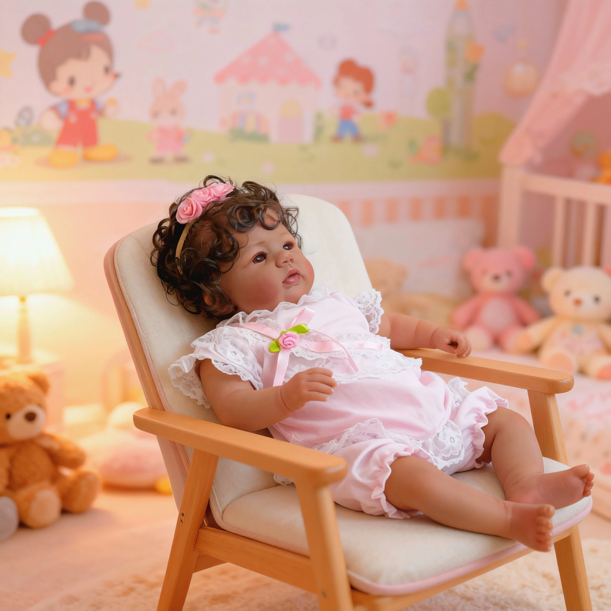 NPK Baby Doll rinato realistico da 18 pollici - Abigail Corpo morbido tono pelle scura con bambola da collezione con capelli radicati a mano