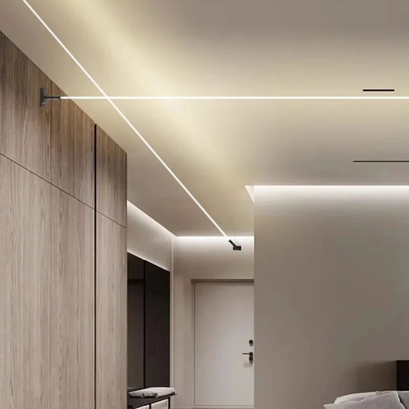 Imagem -04 - Moderno Preto Branco Linear Lâmpada de Parede Skyline Arandela Fundo Led Barra Tira Sala Estar Decoração Casa Luzes Luminária do Banheiro