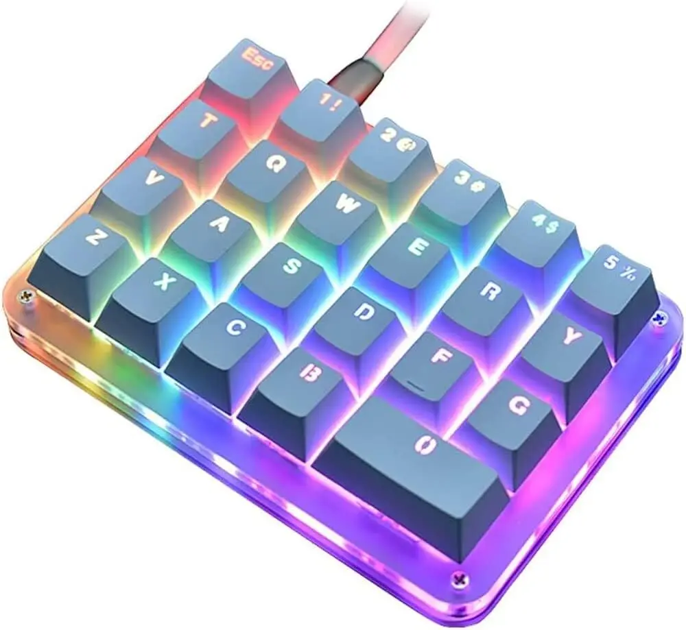 Macro Keypad 23 Keys Mechanical Mini Keyboard One Hand RGB Backlit Portable Programmable OSU PC Laptop MAC Win Geeker Red Switch