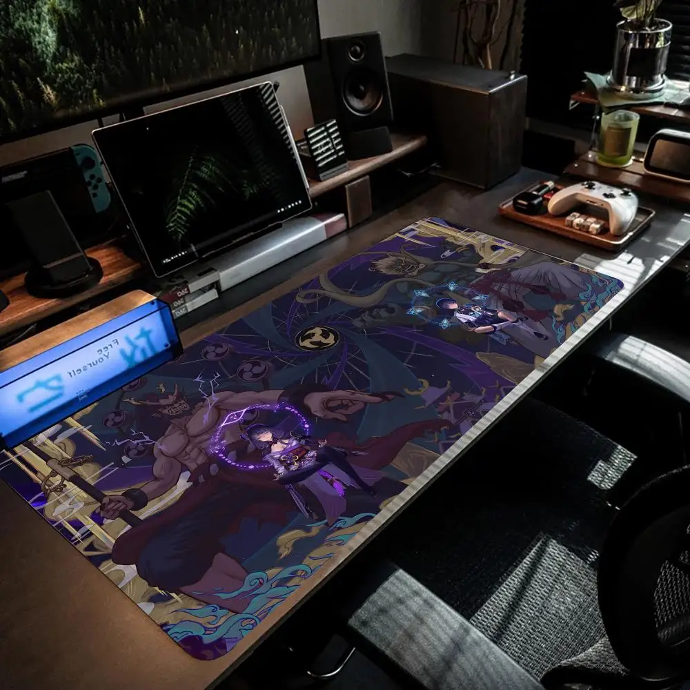 Коврик для мыши Genshin Raiden Shogun, коврик для мыши, коврик для мыши, игровые аксессуары, длинные коврики для стола, детали ПК XXL90x40 см