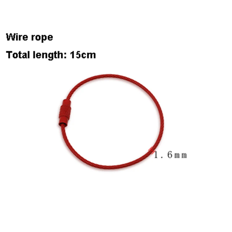 10pcs Stainless Steel Wire Keychain Ring Key Keyring Circle Rope Cable Loop Outdoor Camp Luggage Tag Screw Lock Gadget Accessory
