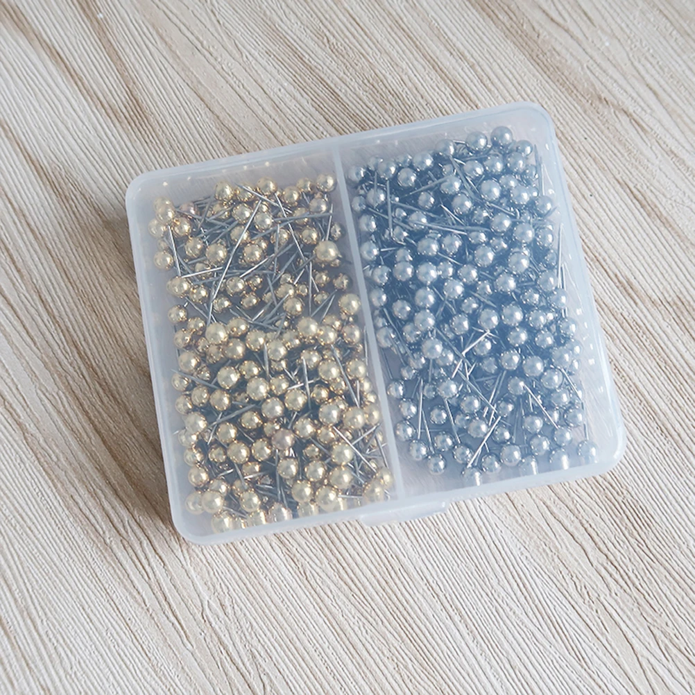 

200pcs 6mm Round Ball Shape Positioning Pin Clothing Map Nail DIY Push Map Tacks for Whiteboard Fabric Making (Gold and Silver T
