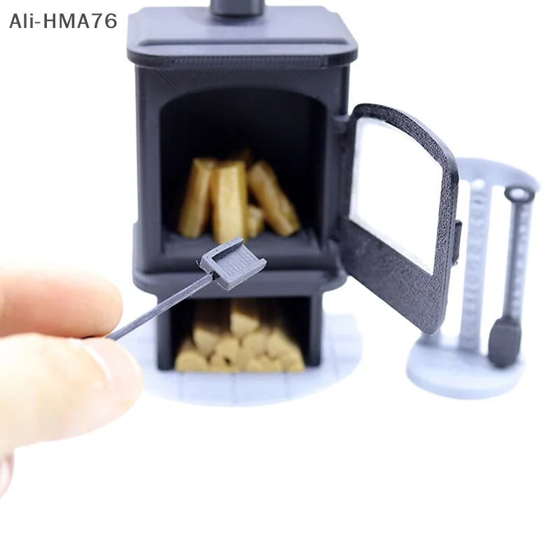 Mini poêle à cheminée pour maison de poupée, modèle de cheminée, décoration de salon, accessoires de meubles, 1/12
