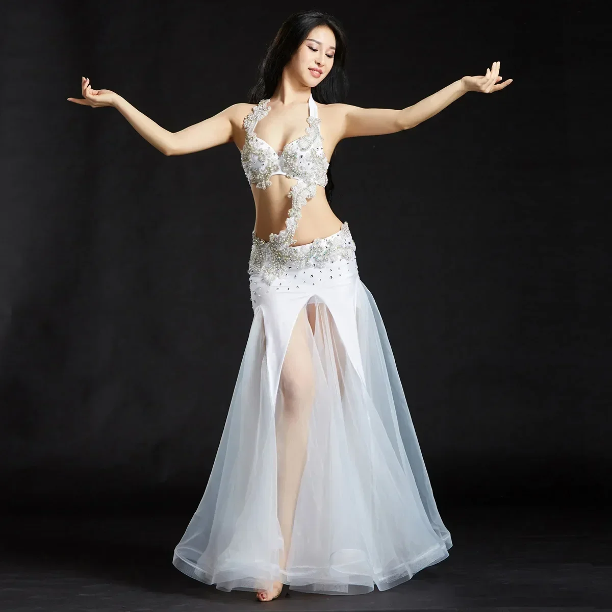 Женское платье для танца живота, элегантное платье ручной работы с блестками и поясом, платье для восточных танцев, различные юбки