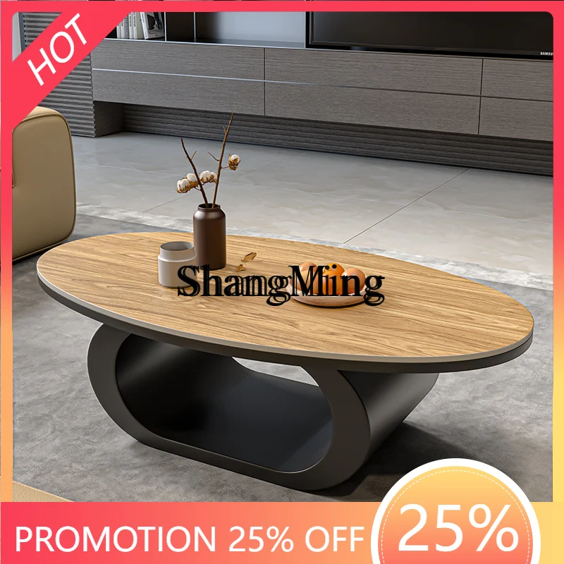 

CL black high-end creative minimalist modern minimalist light luxury oval coffee table living room home high-end sense