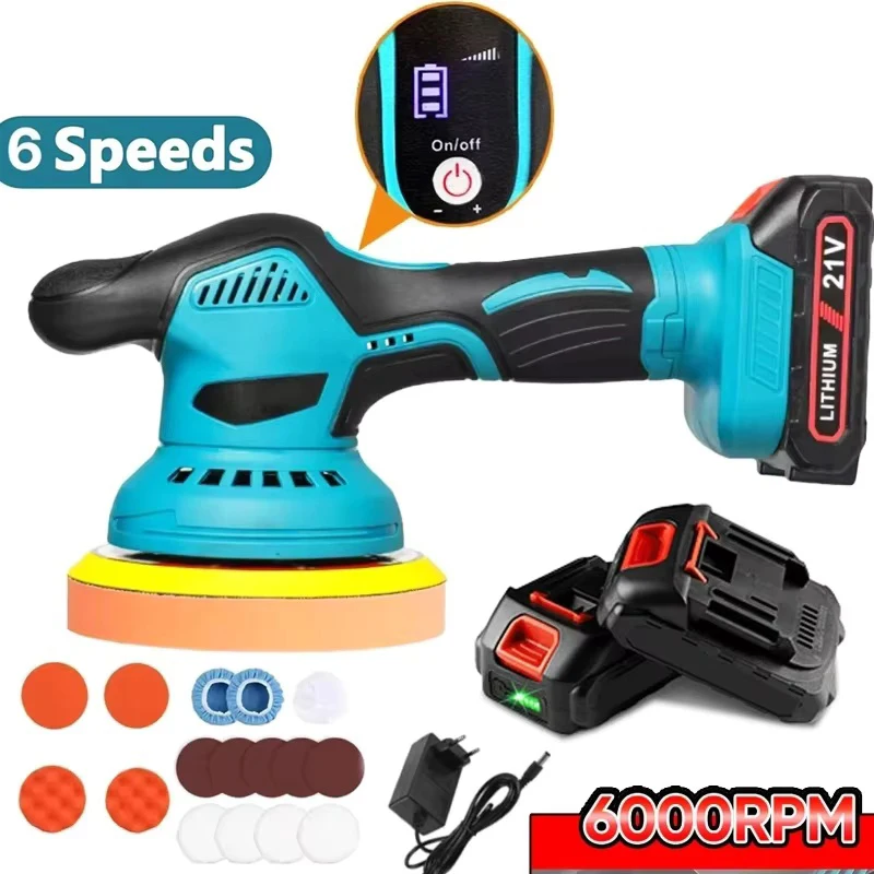 6-Zoll 21V Lithium-Akku Autopolier-, Wachs-, Glanz- und Versiegelungsmaschine, Reinigungs- und Schrubbermaschine, Wiederaufladbare Poliermaschine