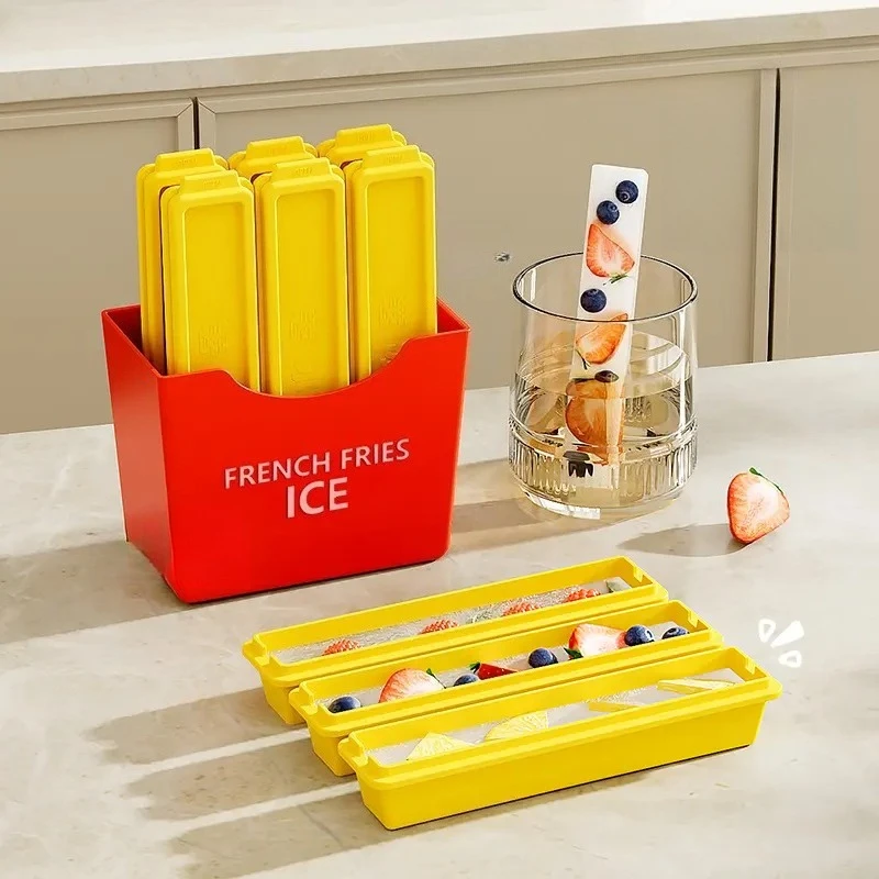 Magnetisches Eiswürfelschale 2025 |   Silikonform in Stickform |   DIY Eiswürfelbereiter |   Küchengerät für Pommes Frites/Joghurt/Saft (Haus/Party/Bar)