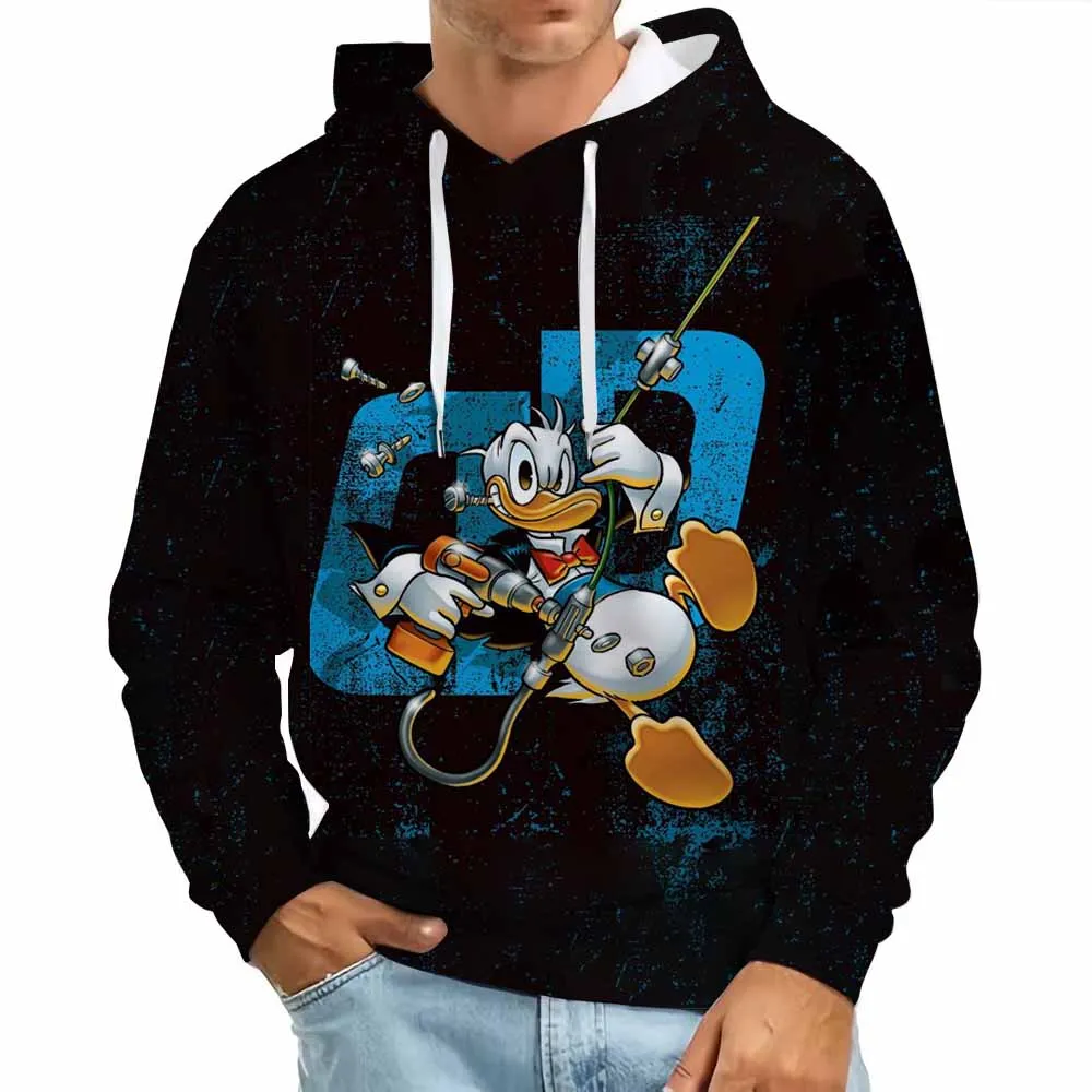 

Винтажные толстовки для мужчин, забавные толстовки с принтом Дональда Дака, пуловеры с длинными рукавами, уличная мужская одежда, повседневные топы унисекс