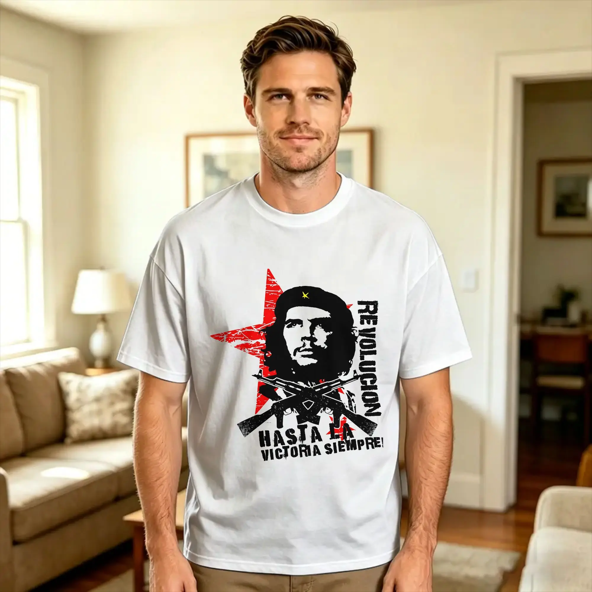 Harajuku T Shirt Revolucion Hasta La Victoria Siempre Che Guevara Classic 100 Cotton T Shirts  Hip Hop Tee Shirt for Men