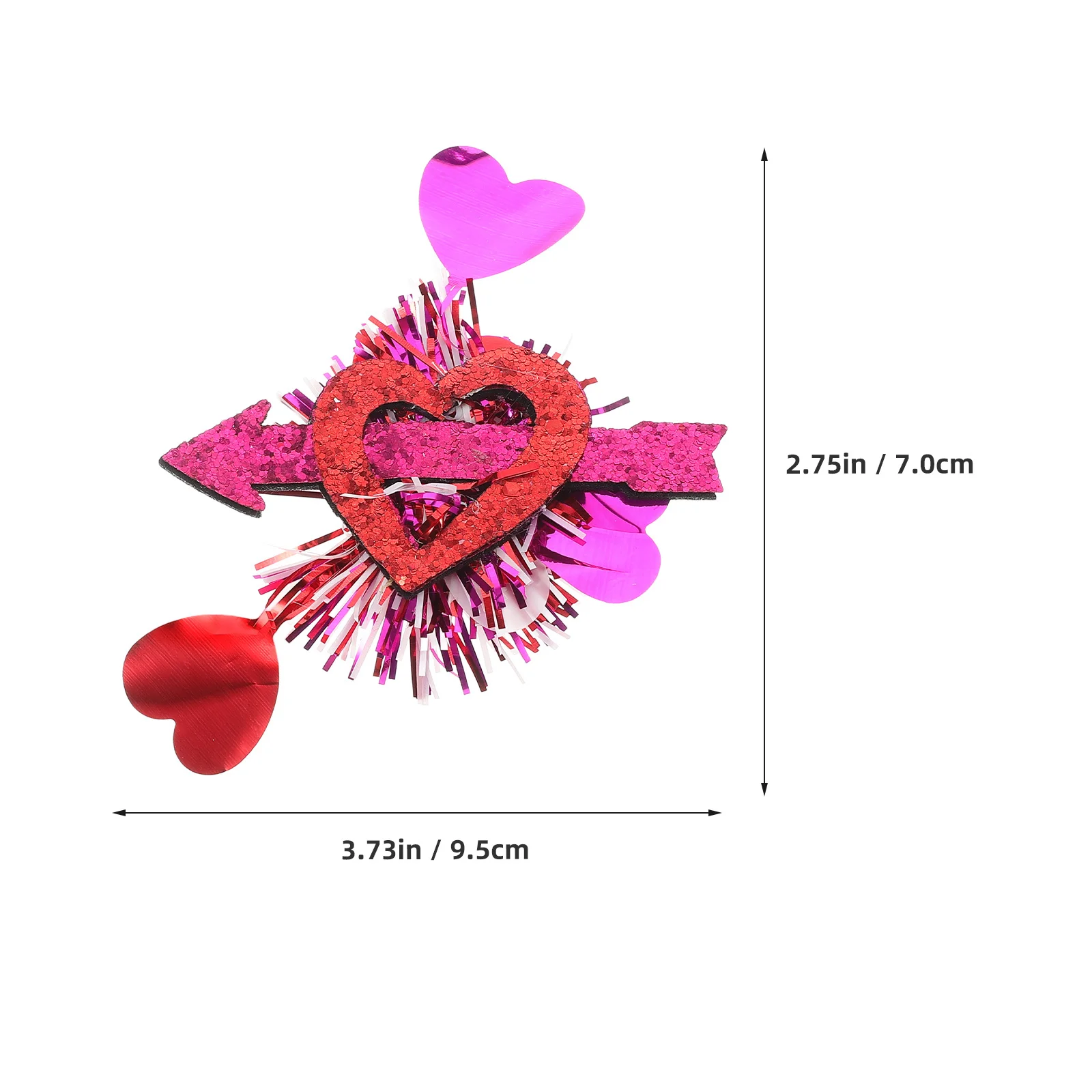 مشابك شعر على شكل قلب بشريط لامع لامع، مشابك تمساح للأطفال والبنات، إكسسوارات شعر لعيد الحب #2