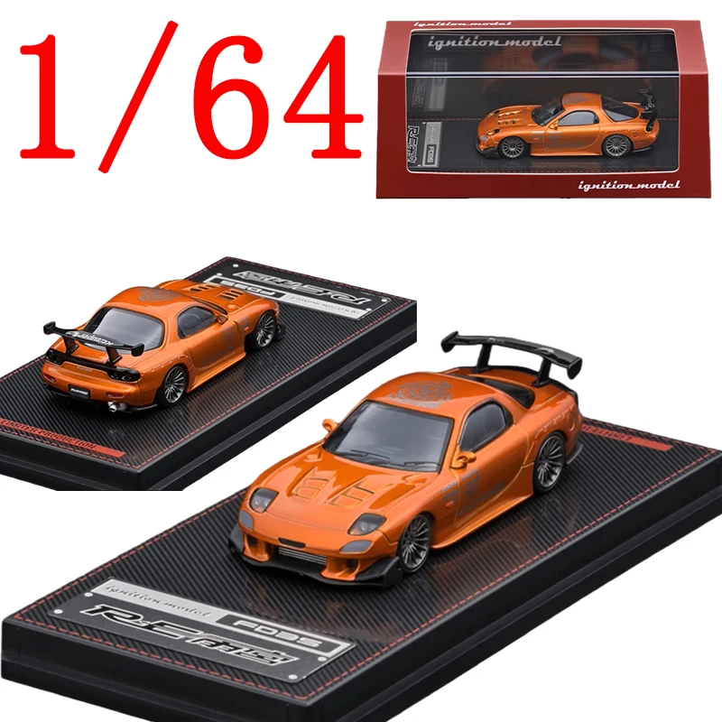 

IG литая под давлением масштаб 1/64 Mazda, модель автомобиля из сплава Mazda RX7 FD3S RE Amemiya, оранжевый игровой транспорт, игрушки для мальчиков, подарок, оригинальная коробка