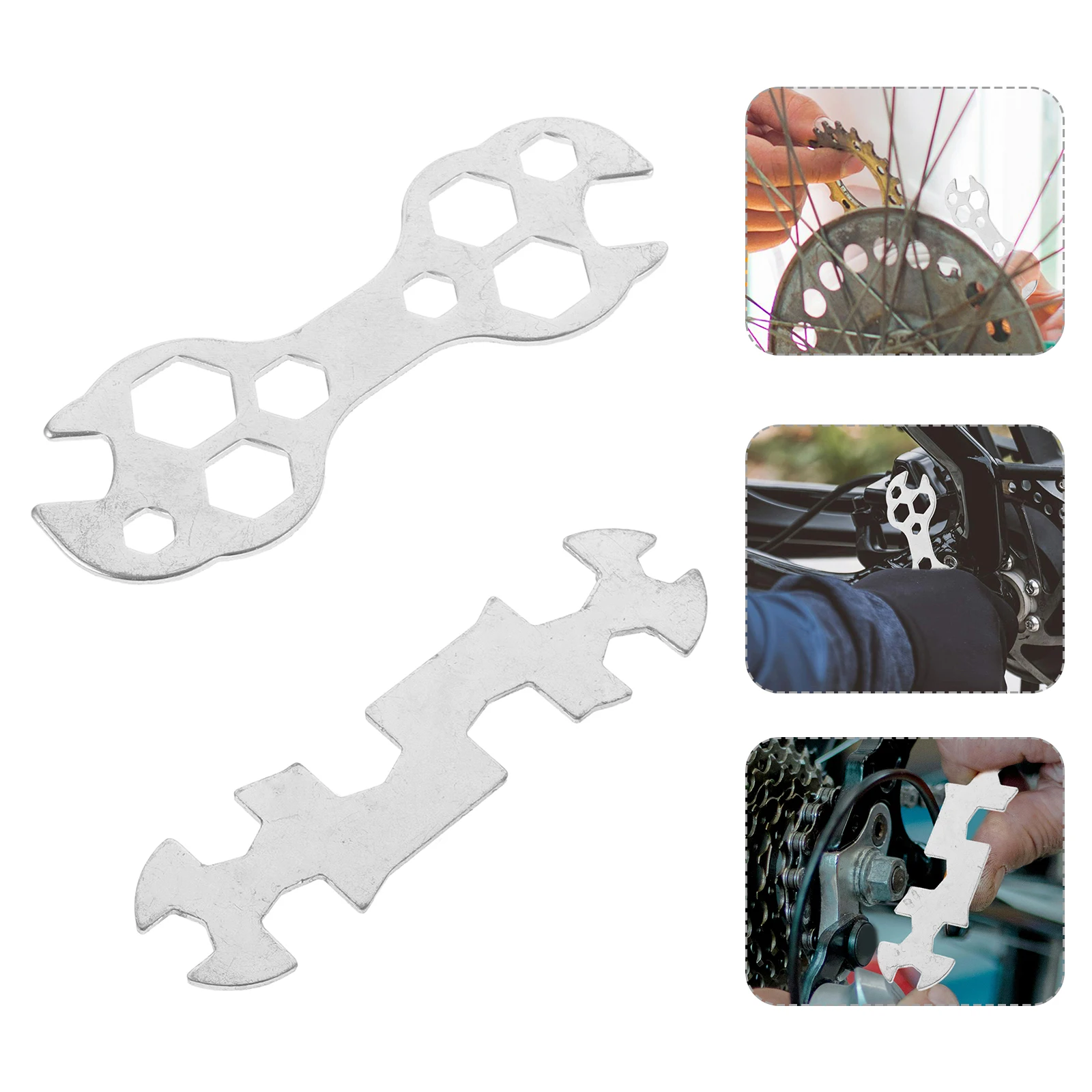 

2pcs Multi-Hole Bicycle Wrench Mountain Repair Portable Lightweight Steel Wrench For Motorcycle Dirt Bike Parts Truing