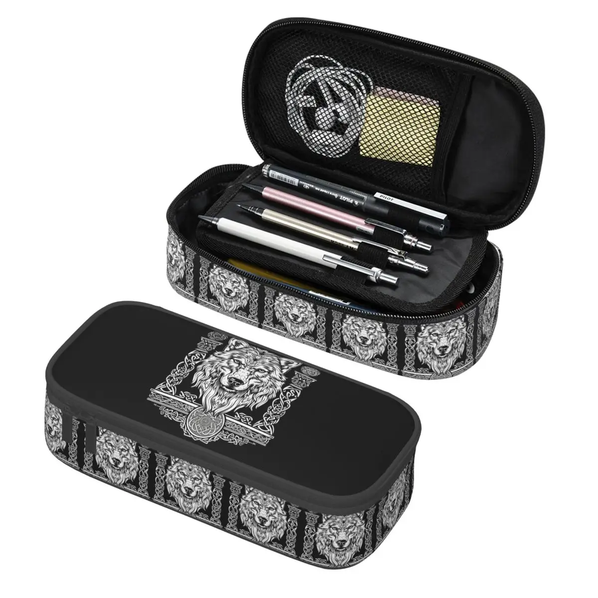 

Norse Nordic Viking Celtic Pencil Cases Pen Holder Storage Stationery Supplies Large Storage Pen Box Pencil Bag for Students