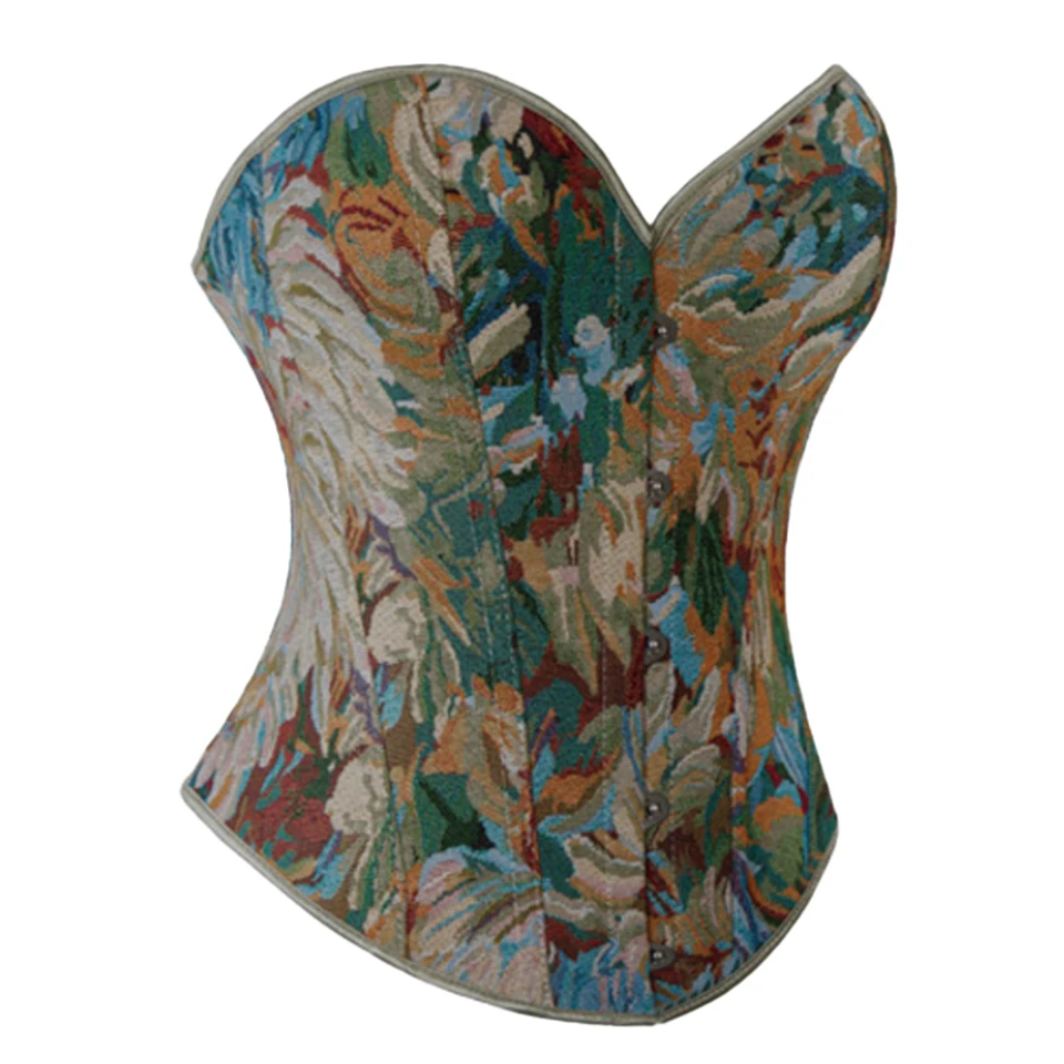 Becirzet Vintage Korsett Taillenformer Shapewear Mehrfarbige Blumen Bustier Top Schnürung Schlankmachende Damenbekleidung – Detail 31