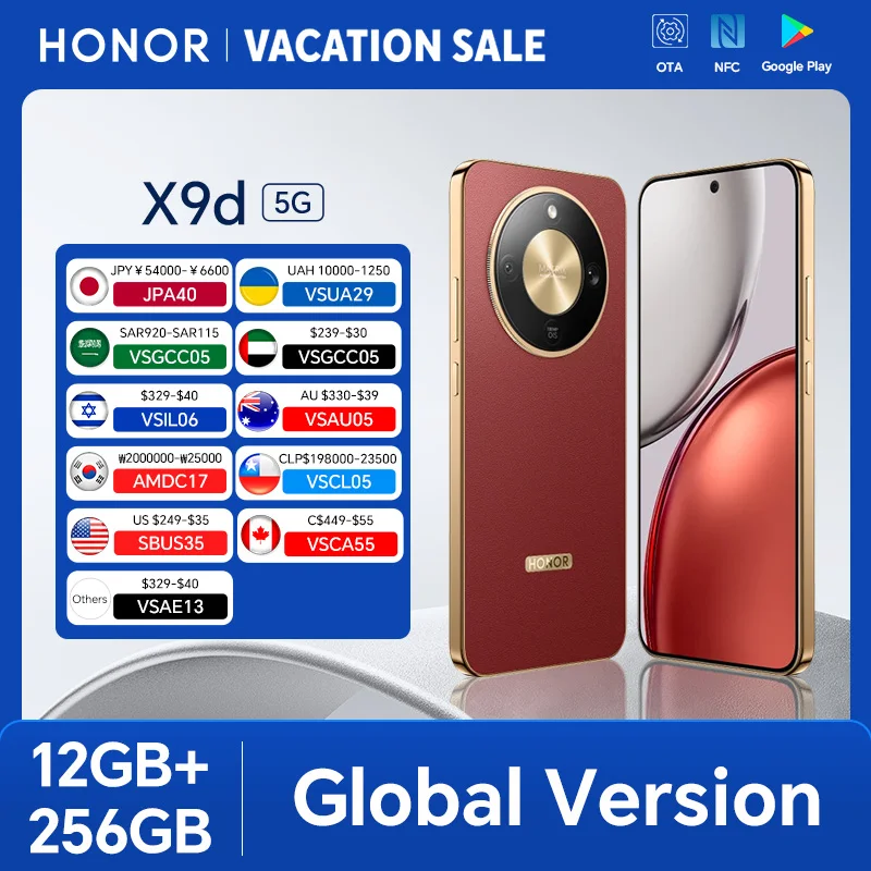 Global Version HONOR X9d 12GB+256GB 6.79'' 120Hz AMOLED Screen 108MP Main Camera 8300 mAh 66W Supercharge Dual SIM Android 15