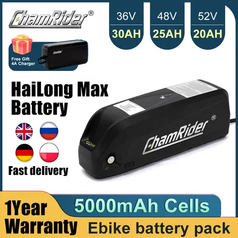 ChamRider 전기 자전거 리튬 배터리 팩, Hailong Max 40A BMS, 21700 셀, 48V, 36V, 52V, 20ah, 500W, 1000W, 1500W