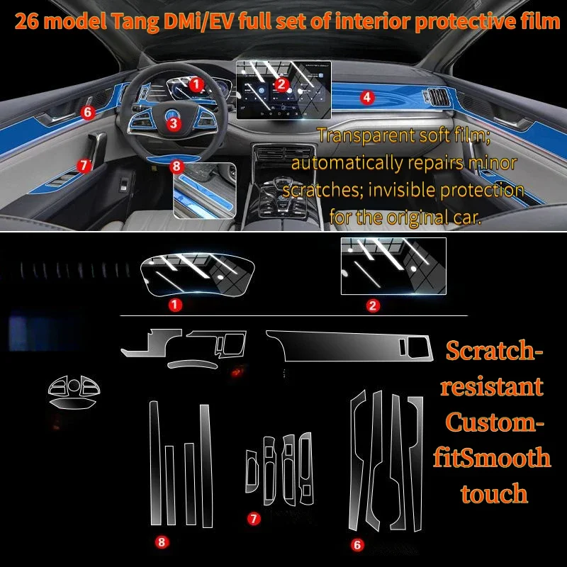 For 2026 BYD Tang Plus Smart Driving Edition interior screen protector center console film car interior accessories full set