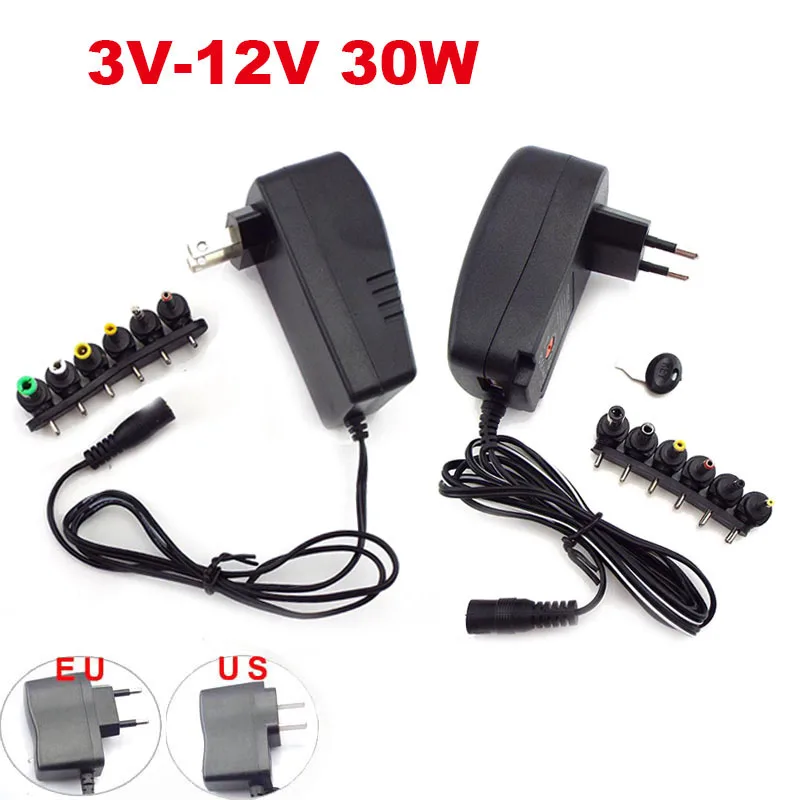 Adattatore AC/DC 3v 4.5v 5v 6v 7.5v 9v 12v Adattatori di alimentazione regolabili Caricatore da viaggio universale Interruttore di alimentazione Spina UE/USA F1