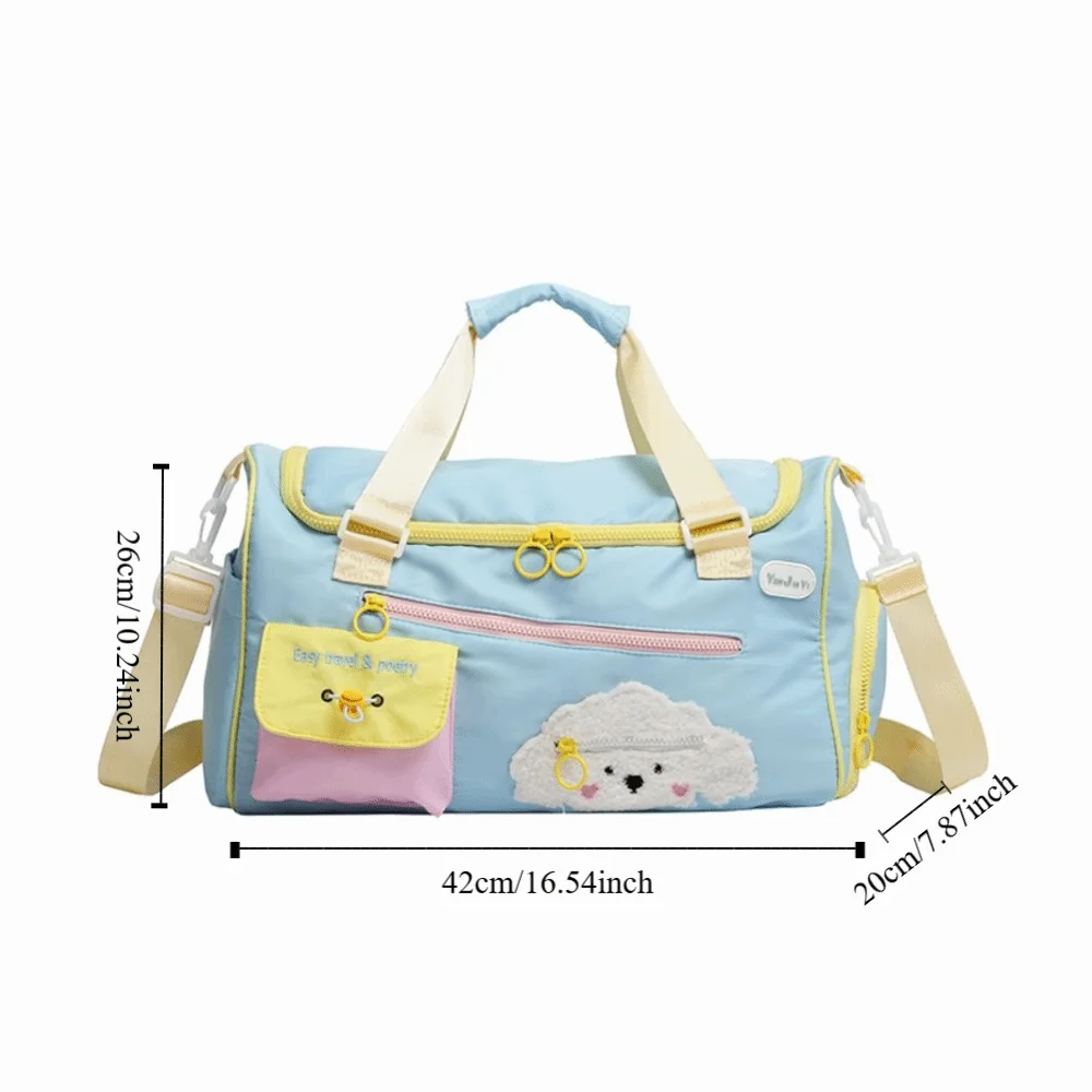 Nylon Cartoon Travel Duffel Bag Portable Crossbody Women's Fitness Handbag Wet Dry Separation Durable Shoulder Bag Travel