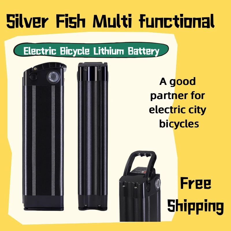 Silver Fish Battery 48v-17.5ah Suitable for Electric Bicycle Scooter Folding Bike Battery Large Capacity Safety Lock