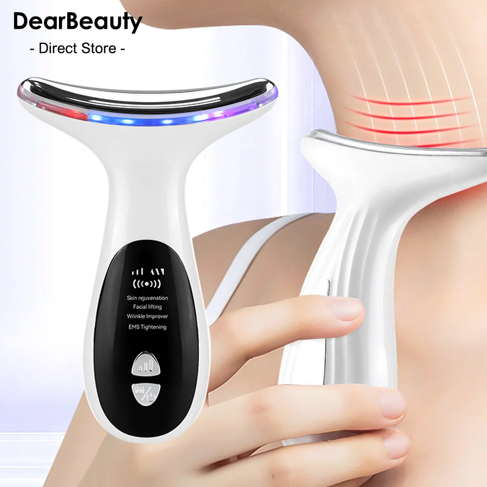 Neck Face Beauty Device EMS Facial Lifting Massager Microcurrent LED Photon Therapy Skin Tightening Double Chin Reducer Machine