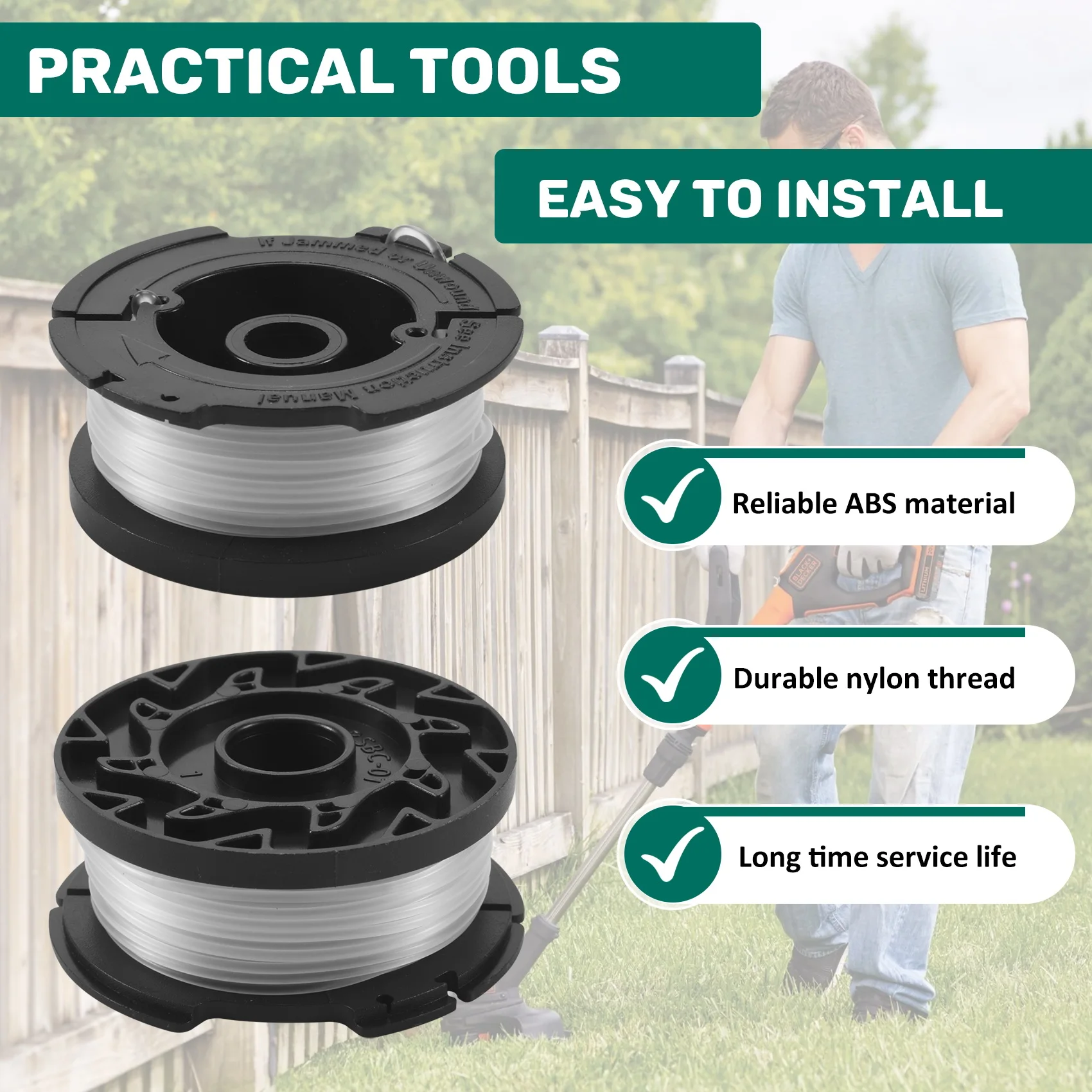 A23T 4 Pcs AF-100-3ZP String Trimmer Spool Replacement for BLACK+DECKER GH400 GH500 GH600 Autofeed