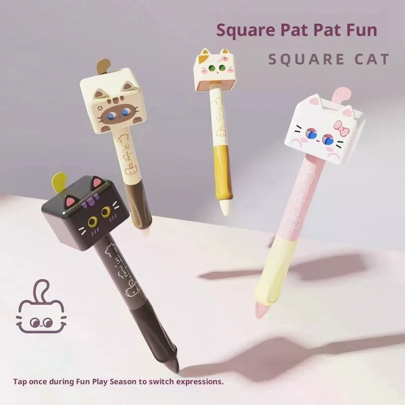 1/4Pcs Cute Cat Gel Pen 0.5mm Black Ink Smooth Ballpoint Pen Stress Relief Quick Drying Neutral Pen School Office