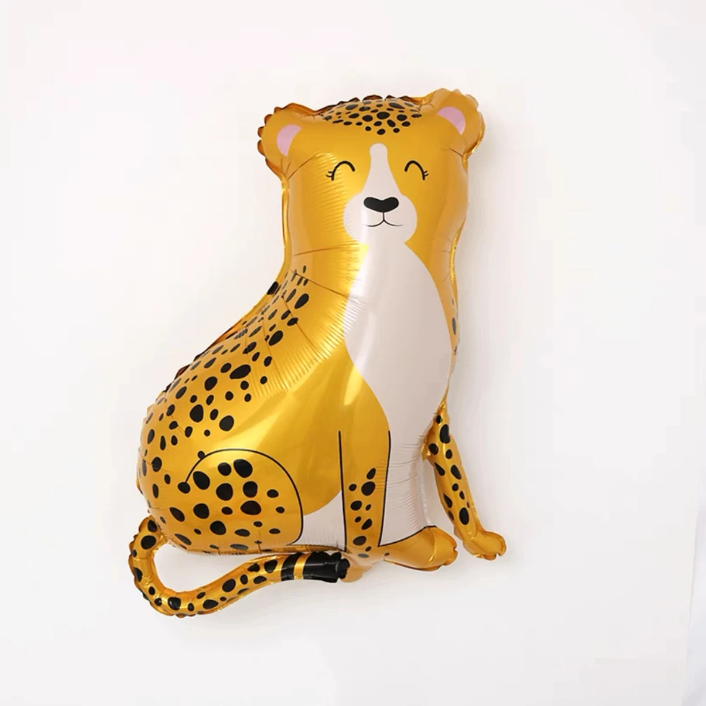 بالون حيوانات كرتونية على شكل فيل قرد ليوبارد أسد على شكل بالون من الألومنيوم لتزيين مشهد حفلة عيد الميلاد في الغابة