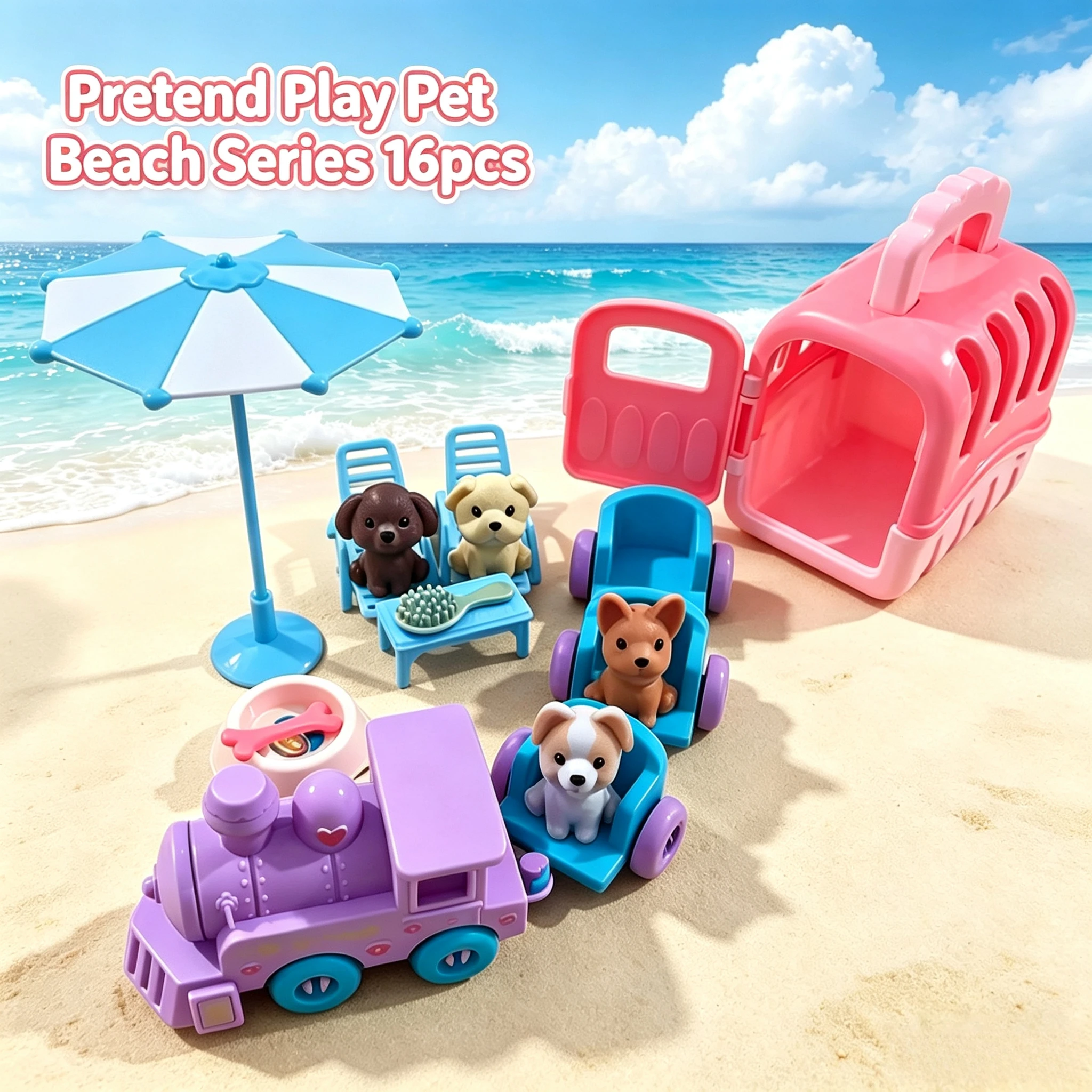 Kids Pet Care Toy Set with Dog House, Train, Cute Animal Figures,Play Educational Toys for Toddlers Birthday Gift.Doll Furniture - view 5