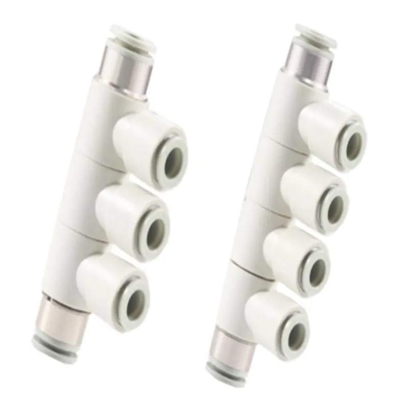 10pcs Pneumatic Rotatable Reducing Multi-way Quick Coupler: 5-Way & 6-Way PHK/PHD8-4, 8-6, 10-6, 10-8 White Fittings Connector