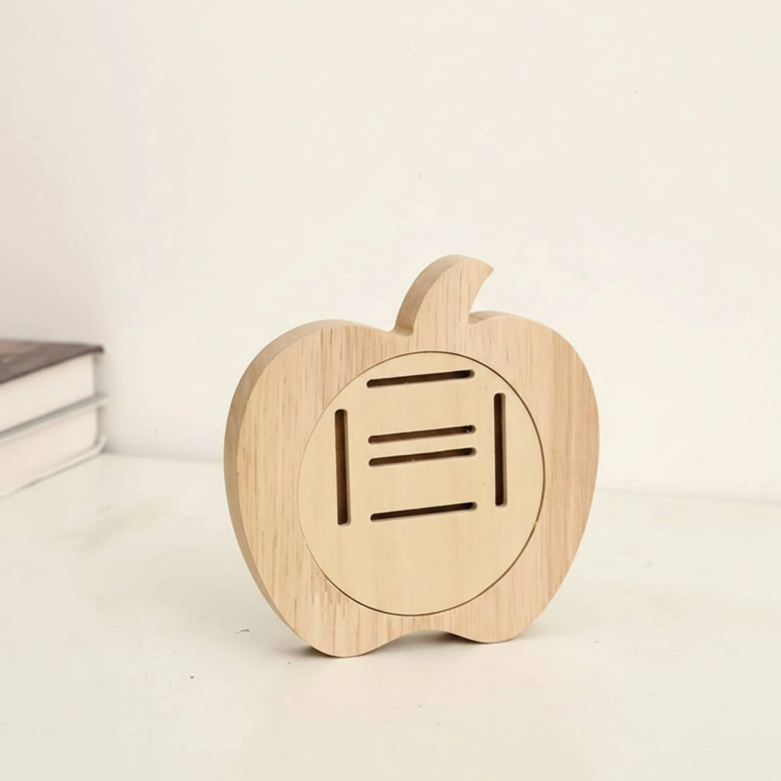 Apple Wall Rack Natural Wood Finish Apple-Shaped Rack