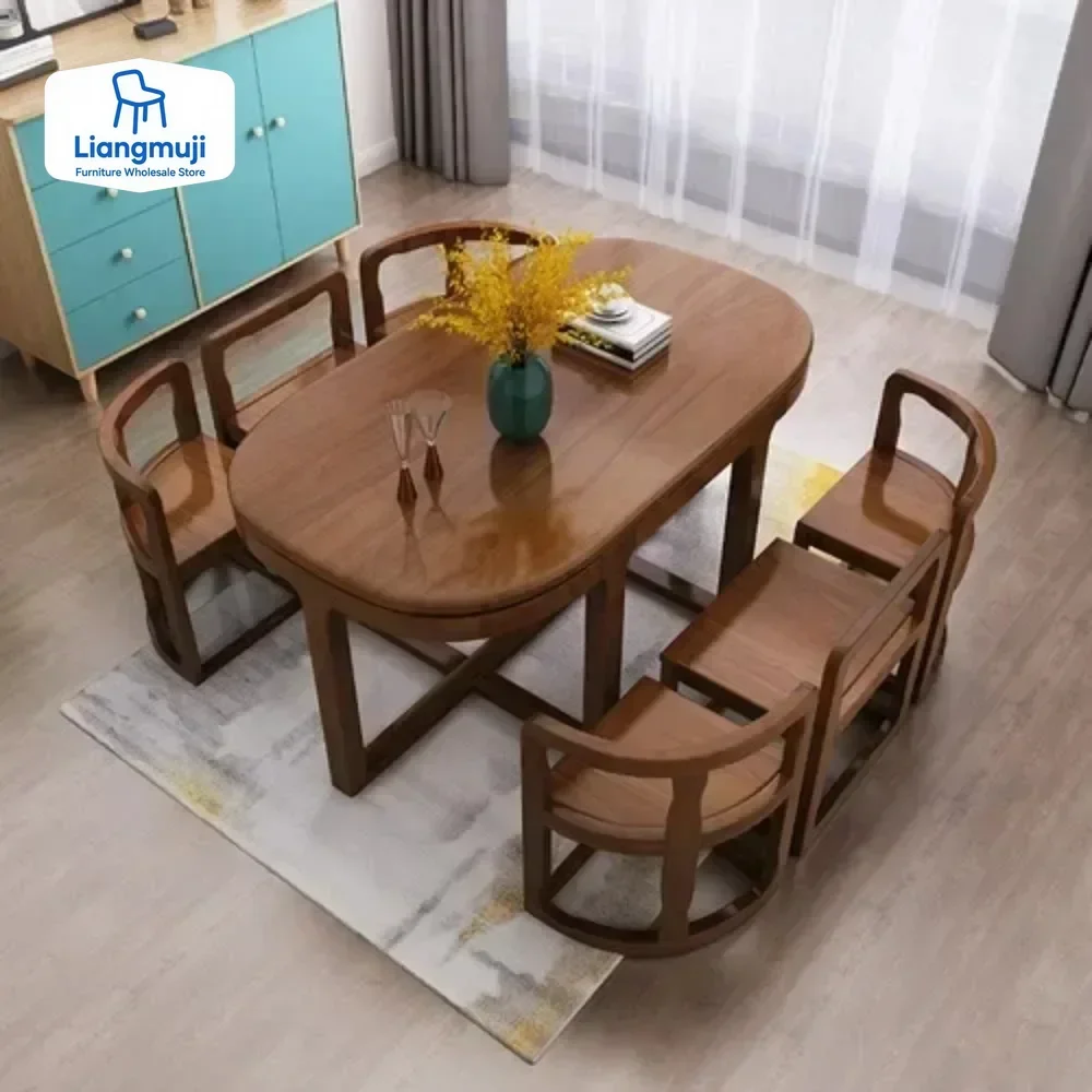 Wood Solid Organizer Dining TableNordic Antique Design Dining Table Wedding Aesthetic Big Entryway Mesas De Comedor Furniture
