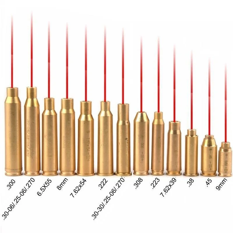 Tactical Red Dot Laser Brass Boresight CAL Cartridge Bore Sighter for Scope Hunting Airsfot Wargame