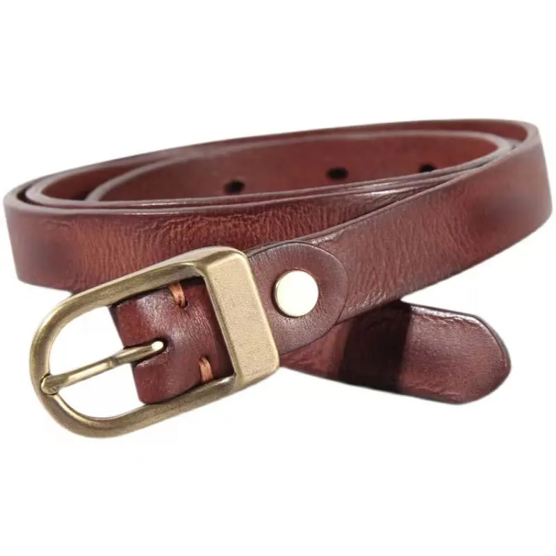 Genuine Leather Women Wide Belt Vintage Cowhide Waist Belt For Jeans