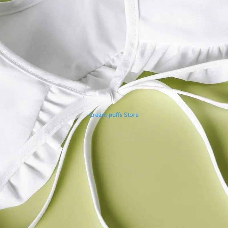 50LE Trendy Tied Round Collar For Kids School Event Breathable Cotton Detachable Collar For Children Daily Outfit