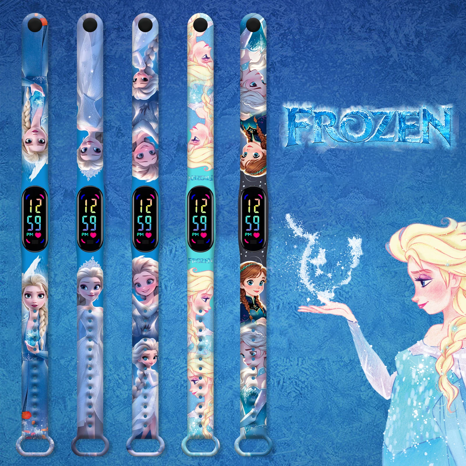 

Disney Frozen 2 print watch strap for Xiaomi Mi Band 3 4 5 6 7 Wrist Replaceable Bracelet for Mi Band Smartwatch accessories
