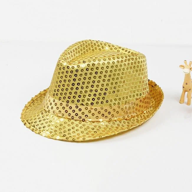 Korean Style Sequin Jazz Hat Adult Children Performance Dance Birthday Cap Black Sequin Party Hat Children Festival Hat view 4